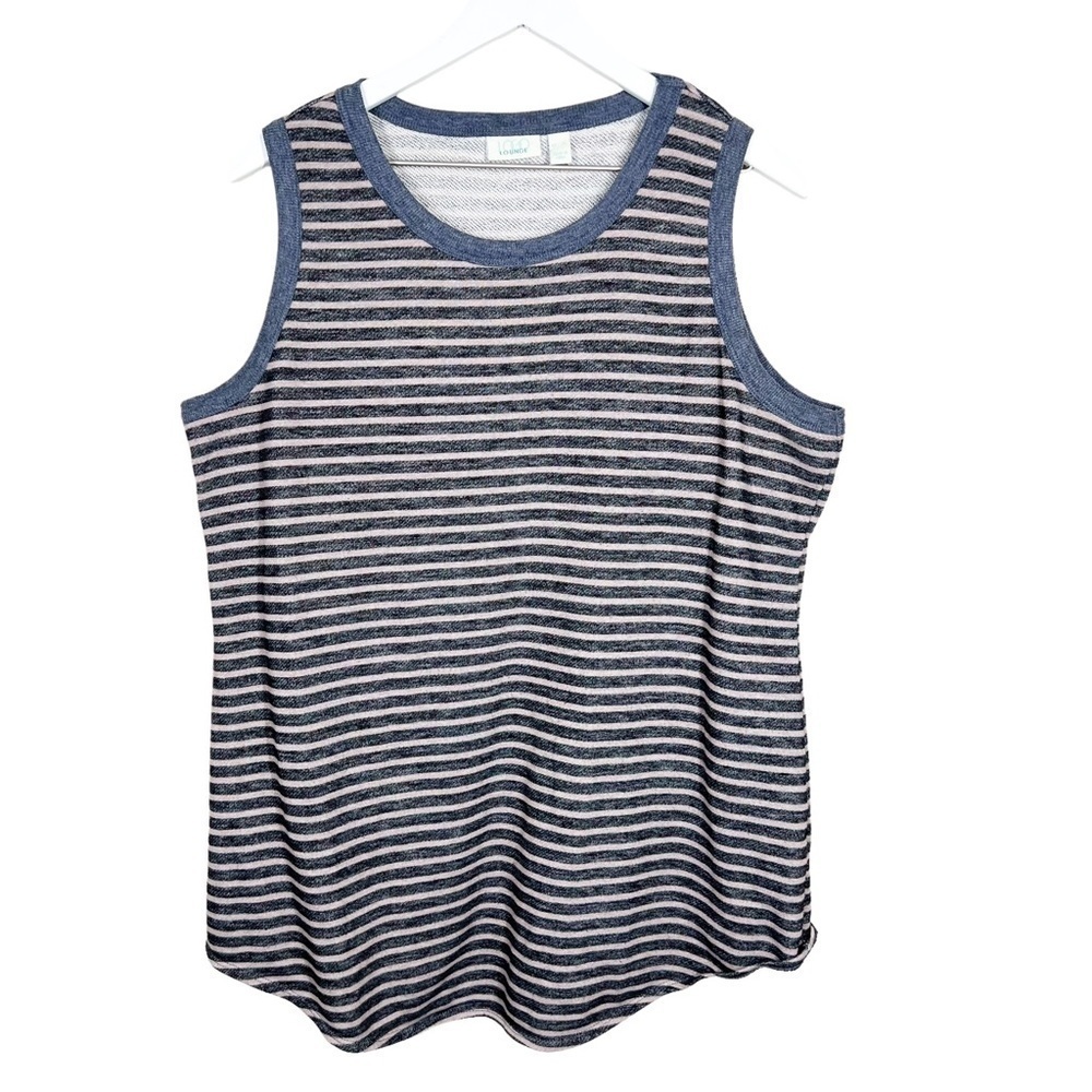 Lori Goldstein LOGO Lounge Gray and Pink Stripe Sleeveless Tank Top Size XL